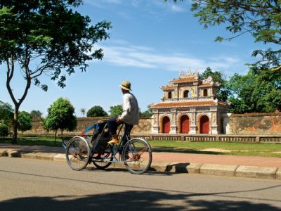 Vietnamese cyclo at the royal palace in Hue, VIetnam